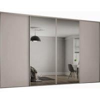 Spacepro Heritage 2 x 610mm Cashmere Panel Door/ 2 x Silver Mirror Kit with Colour Matched Track