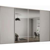 Spacepro Heritage 2 x 610mm Dove Grey Panel Door/ 2 x Silver Mirror Kit with Colour Matched Track