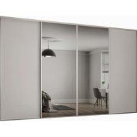 Spacepro Heritage 2 x 914mm Dove Grey Panel Door/ 2 x Silver Mirror Kit with Colour Matched Track