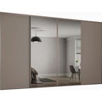Spacepro Heritage 2 x 914mm Stone Grey Panel Door/ 2 x Silver Mirror Kit with Colour Matched Track