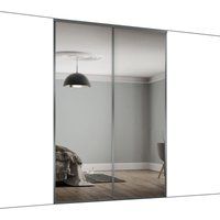 Spacepro Classic Panelled Mirrored Graphite 2 Door Sliding Wardrobe Door Kit (H)2260mm (W)1185mm