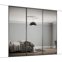 Spacepro Classic Panelled Mirrored Graphite 3 Door Sliding Wardrobe Door Kit (H)2260mm (W)2216mm