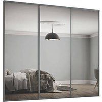 Spacepro Classic 3-Door Sliding Wardrobe Door Kit Graphite Frame Mirror Panel 2978 x 2260mm (392KJ)