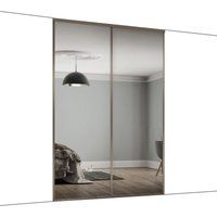 Spacepro Classic Panelled Mirrored Nickel 2 Door Sliding Wardrobe Door Kit (H)2260mm (W)1793mm