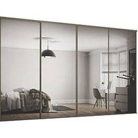 Spacepro Classic 4-Door Sliding Wardrobe Door Kit Nickel Frame Mirror Panel 3586 x 2260mm (259KJ)