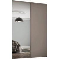 Spacepro Heritage 1 x 610mm Stone Grey Panel Door/ 1 x Silver Mirror Kit with Colour Matched Track