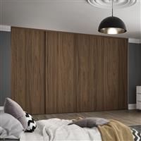 Spacepro Classic 4 Door Sliding Wardrobe Kit 3586 x 2260mm in Walnut Steel/MFC