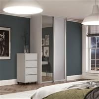 Spacepro Shaker 2 Door Sliding Wardrobe Kit Dove and Mirror 1753 x 2260mm in Grey Steel/MFC/Glass