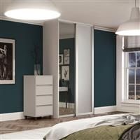 Spacepro Shaker 2 Door Sliding Wardrobe Kit and Mirror 1753 x 2260mm in White Steel/MFC/Glass