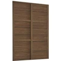 Spacepro Shaker 2 x 914mm Carini Walnut Frame 3 Panel Sliding Door Kit with Colour Matched Track