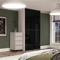 Spacepro Minimalist 2 Door Sliding Wardrobe Kit Framed Glass Doors 1200 x 2260mm in Black Aluminium/Glass