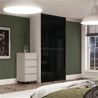 Spacepro Minimalist 2 Door Sliding Wardrobe Kit Framed Glass Doors 1504 x 2260mm in Black Aluminium/Glass