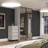Spacepro Minimalist 2 Door Sliding Wardrobe Kit Black Framed Mirror Doors 1200 x 2260mm in Grey Aluminium/Glass