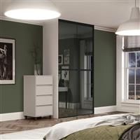 Spacepro Minimalist 2 Door Sliding Wardrobe Kit Black Framed Mirror Doors 1808 x 2260mm in Grey Aluminium/Glass
