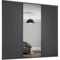 Spacepro Heritage 2 x 914mm Graphite Panel Door/ 1 x Silver Mirror Kit with Colour Matched Track