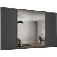 Spacepro Heritage 2 x 610mm Graphite Panel Door/ 2 x Silver Mirror Kit with Colour Matched Track