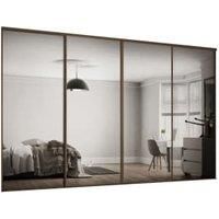 Spacepro Heritage 4 x 610mm Carini Walnut Frame Mirror Sliding Door Kit with Colour Matched Track