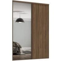 Spacepro Heritage 1 x 762mm Carini Walnut Panel Doors/ 1 x Silver Mirror Kit with Colour Matched Track
