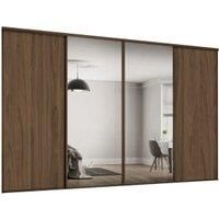Spacepro Heritage 2 x 762mm Carini Walnut Panel Doors/ 2 x Silver Mirror Kit with Colour Matched Track