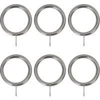 Renaissance Brushed Nickel Metal Curtain Rings 19mm 6 Pack (190CK)