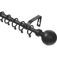Renaissance Black Curtain Pole 16/13mm x 120-210cm (428CK)