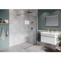 Hadleigh 8mm Brushed Bronze Frameless Wetroom Screen with Wall Arm - 700mm
