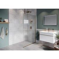 Hadleigh 8mm Brushed Bronze Frameless Wetroom Screen with Ceiling Arm - 1200mm