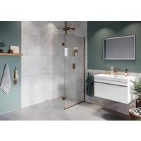 Hadleigh 8mm Brushed Bronze 700mm Frameless Wetroom Screen with Ceiling Arm & 350mm Pivot Panel