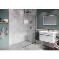 Hadleigh 8mm Matt Anthracite Frameless Wetroom Screen with Ceiling Arm - 800mm