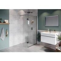 Hadleigh 8mm Matt Anthracite 700mm Frameless Wetroom Screen with Wall Arm & 350mm Pivot Panel
