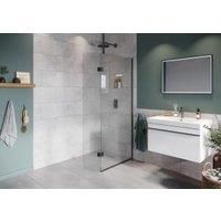 Hadleigh 8mm Matt Anthracite 700mm Frameless Wetroom Screen with Ceiling Arm & 350mm Pivot Panel