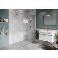 Hadleigh 8mm Brushed Nickel Frameless Wetroom Screen with Wall Arm - 800mm