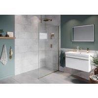 Hadleigh 8mm Brushed Nickel Frameless Wetroom Screen with Ceiling Arm - 1000mm