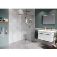 Hadleigh 8mm Brushed Nickel 700mm Frameless Wetroom Screen with Wall Arm & 350mm Pivot Panel