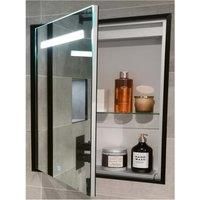 Abacus Melford Black Surround LED Recessed Mirror Cabinet with Integrated Shaver Socket - 700 x 500mm