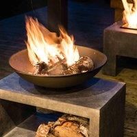Ivyline Rectangular Firebowl and Console Firepit, Grey/Black