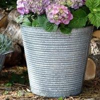 Large GREY Steel Mottled Galvanised Plant Pot Flower Garden Dia 32cm Hight 28cm
