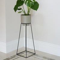 Ivyline Minimo Black Geometric Metal Planter Stand with Square Base - Stylish & Sturdy - Indoor Decorative Flower Pot Display Holder - H60cm x D26cm
