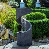 Ivyline Outdoor Spiral Water Feature - Granite Polyresin