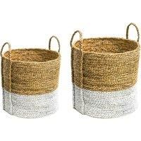Ivyline Seagrass Log & Kindling White Basket Set Of 2
