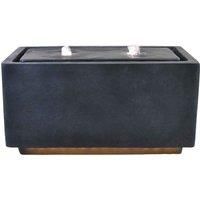 Ivyline Outdoor Contemporary LED Cube Water Feature - Granite