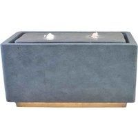 Ivyline Outdoor Contemporary LED Cube Water Feature - Cement