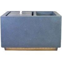 Ivyline Outdoor Contemporary LED Cube Water Feature with Planter - Cement