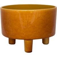 Ivyline Pisa Premium Glaze Bowl Ceramic Planter on Legs - Mustard - Premium Quality, UV Stable & Waterproof Indoor Decorative Flower Pot - H14cmxD19cm