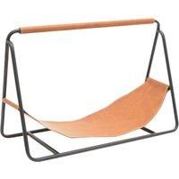Ivyline Contemporary Black With Hanging Leather Log Holder