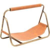 Ivyline Contemporary Antique Brass With Hanging Leather Kindling Holder