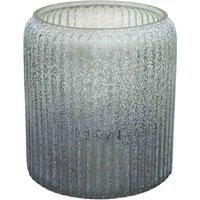 Ivyline Verre Ribbed Atlantic Blue Frosted Planter, Handcrafted Waterproof Flower Pot, Recycled Glass Home Decorative Vase - H14 x W15cm