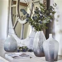 Ivyline Verre Snowdrop Atlantic Blue Frosted Vase H25cm W32cm