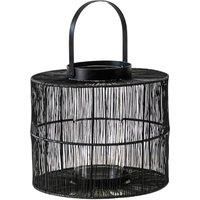 Ivyline Portofino Wirework Lantern With Glass Insert H: 22 x W: 26 Cm - Black
