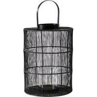 Ivyline Portofino Wirework Lantern With Glass Insert H:34 x W:24 Cm - Black